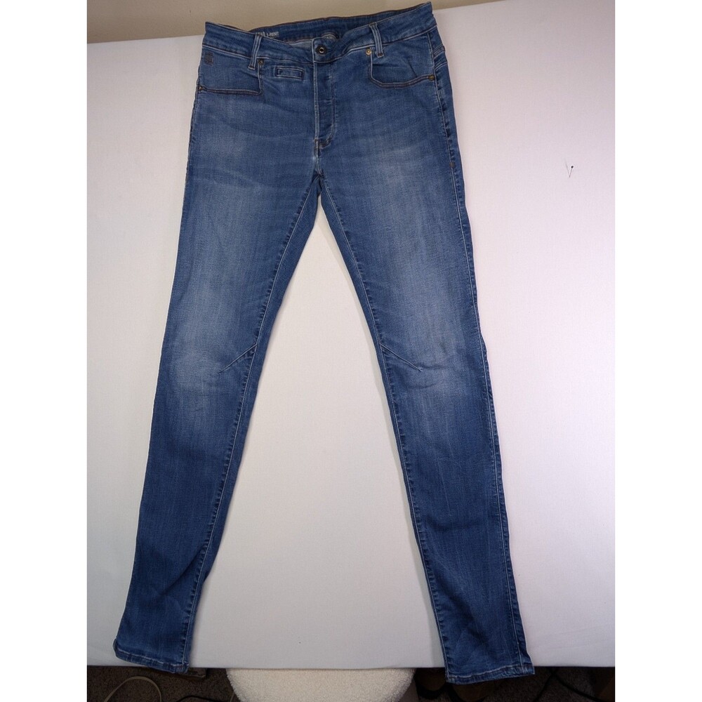 G-Star Raw D-Staq 5-Pocket Slim Jeans Mens 36x40 Medium Indigo Aged Blue D06761